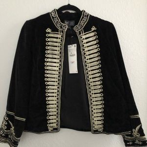 COPY - NWT Zara TRF VELVET EMBROIDERED MILITARY JACKET